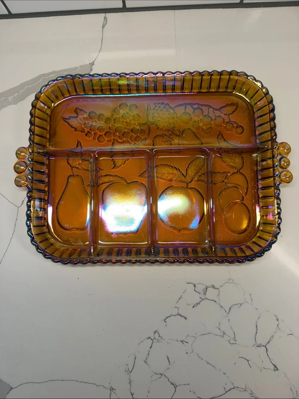 Vintage Marigold Carnival Glass Serving Tray India